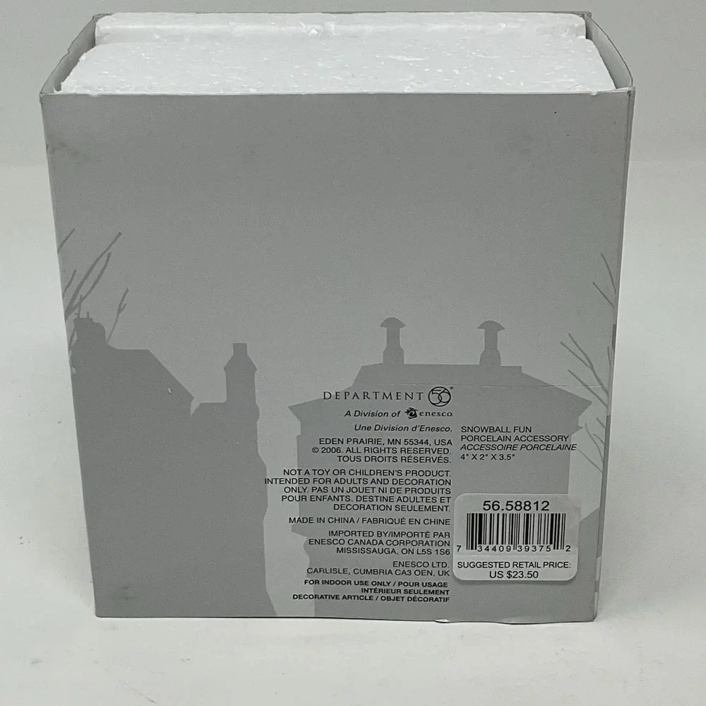 Dept 56 Dickens Village Heritage Collection Snowball Fun 56.58812 Christmas
